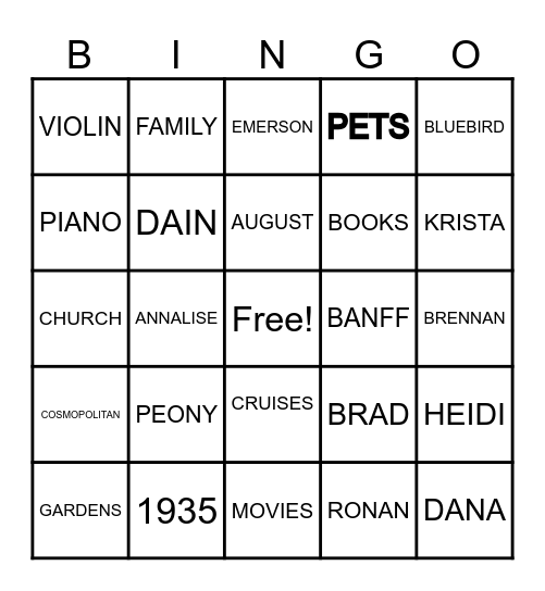 HAPPY 90TH Bingo Card