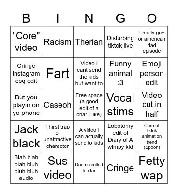 Tiktok bingo Card