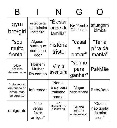 APRESENTAÇÕES BB Bingo Card