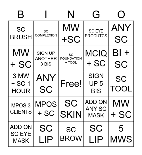 SEPHORA COLLECTION BINGO Card