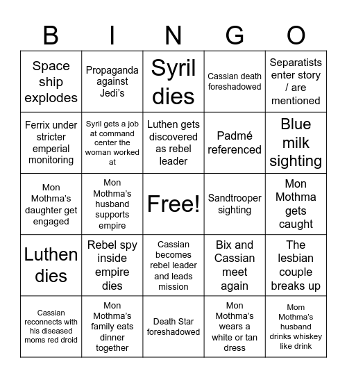 Andor S2 Bingo Card