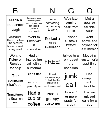 OFFICE Bingo Card