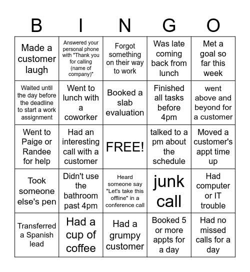 OFFICE Bingo Card