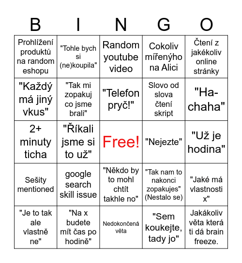 Turková Bingo Card