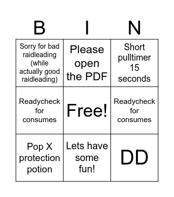 Nexro Raidlead Bingo Card