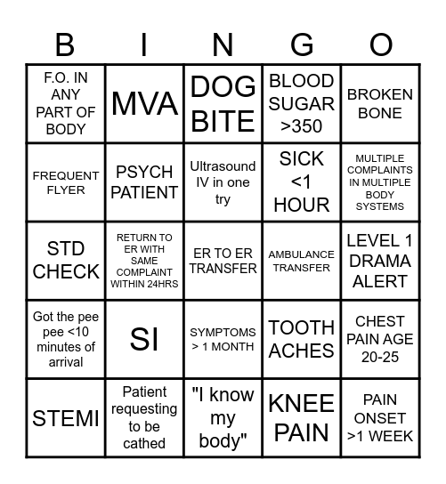 ER BINGO Card