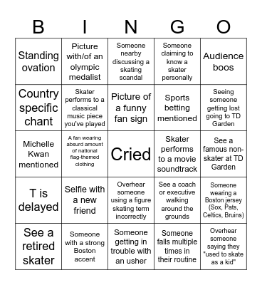 2025 World Figure Skating Championship Bingo Card