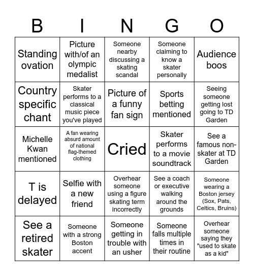 2025 World Figure Skating Championship Bingo Card
