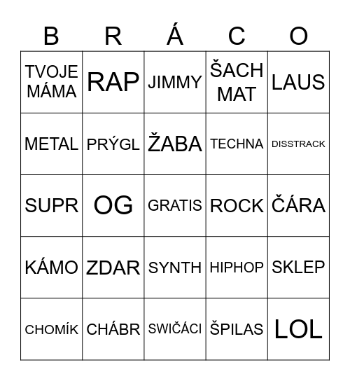 KEEP UNDERGROUND POD ZEMÍ Bingo Card