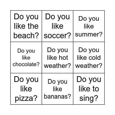 ICEBREAKER Bingo Card