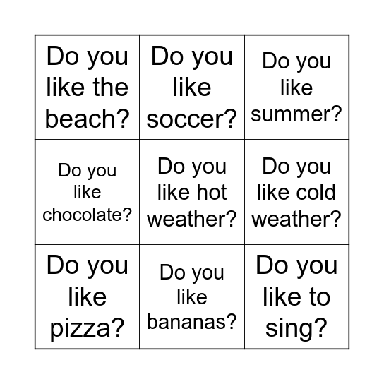 ICEBREAKER Bingo Card
