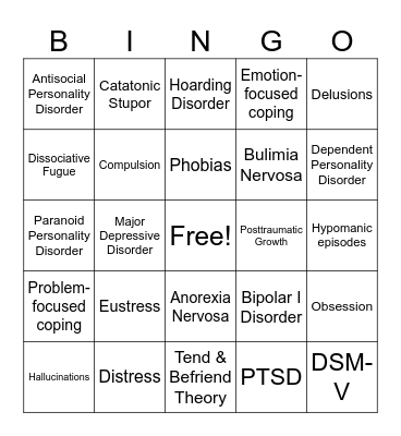 Unit 12 (Textbook) Bingo Card