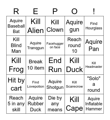 R.E.P.O. Bingo Card