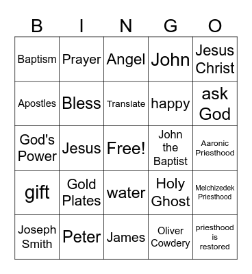 Church History Bingo Card
