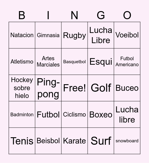 DEPORTES Bingo Card