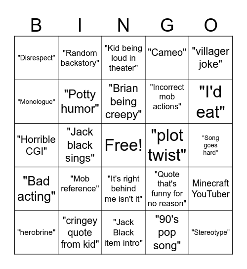 Minecraft Bingo Card