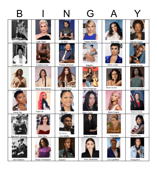 BINGAY: Women's History Month Edition Bingo Card