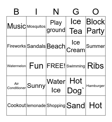 Kick-Off to Summer Bingo Card
