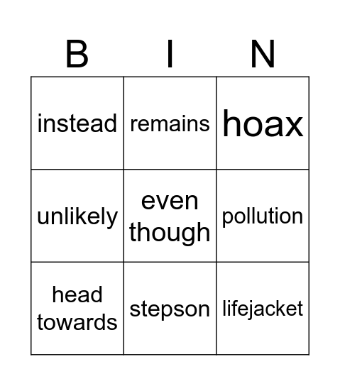 Impact 3 Unit 4 Bingo Card