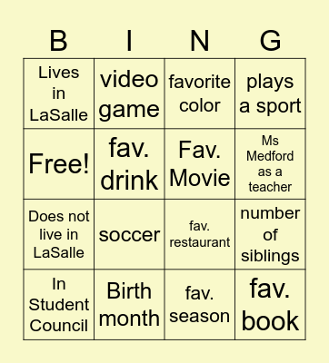We Are Alike Bingo Card