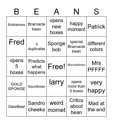 Krabby patty plus prize WeTCG hunt Bingo Card