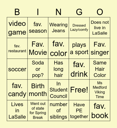 We Are Alike Bingo Card