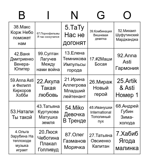 МУЗЛОТО DOMODEDOVO INTEGRATION Bingo Card