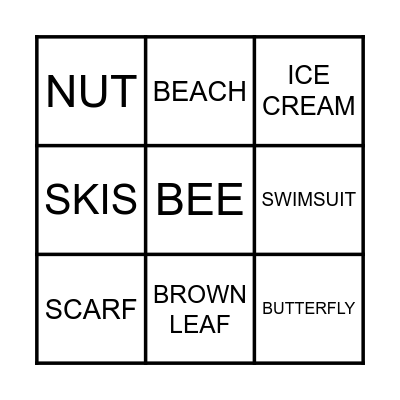 Seasons Bingo Card