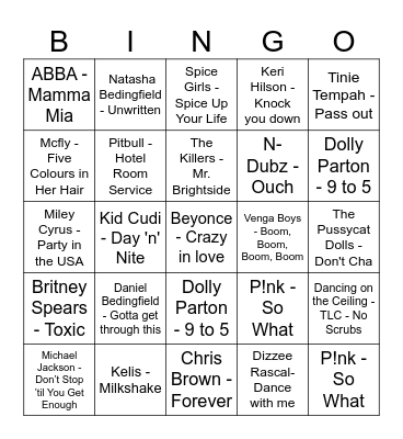 MUSIC MUSIC MUSIC Bingo Card