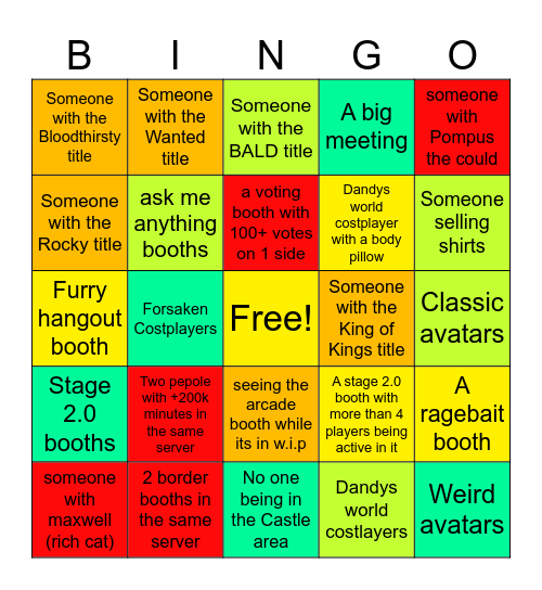 BOOTH GAME BINGO (EXTREME EDITION) Bingo Card