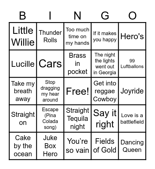 Christina's Bingo Card