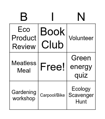 Earth Day BIN (GO) Bingo Card