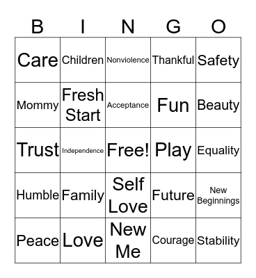HOPE Bingo Card