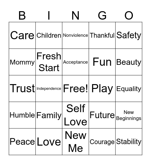 HOPE Bingo Card