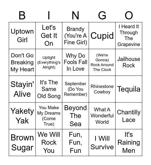 Franklinville Senior Center Bingo Card