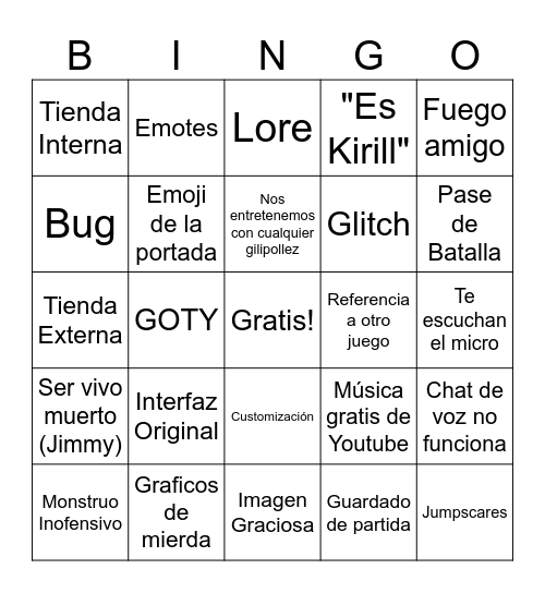 Bingo de Repo Bingo Card