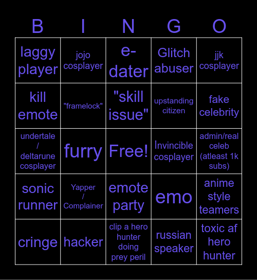 tsbg bingo card Bingo Card