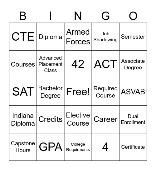 Getting Ready for High School Bingo Card