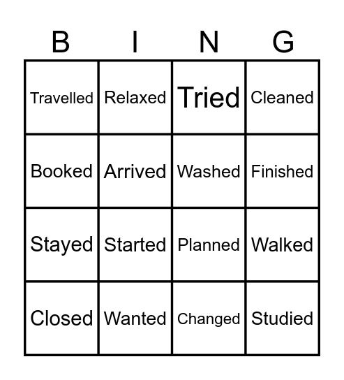 Past simple - regular verbs Bingo Card