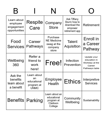 Nebraska Medicine Bingo Card
