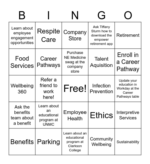 Nebraska Medicine Bingo Card