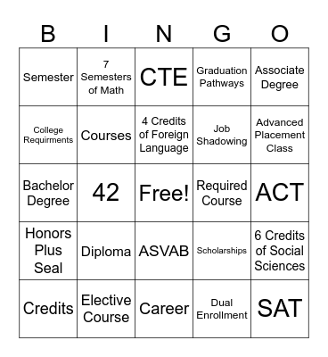 Getting Ready for High School Bingo Card