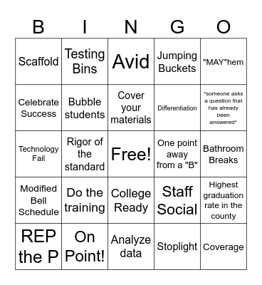 PLT Bingo Card