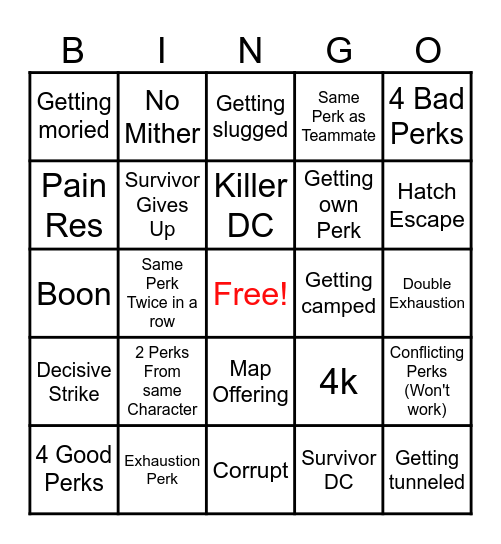 Chaos Shuffle Bingo Card