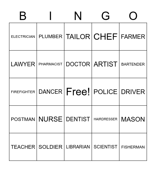 CAREERS Bingo Card