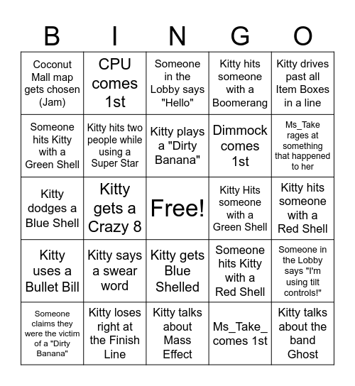 Kitty's Blood Cancer UK Bingo Card