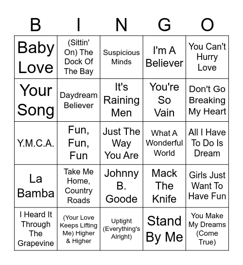 Franklinville Senior Center Bingo Card
