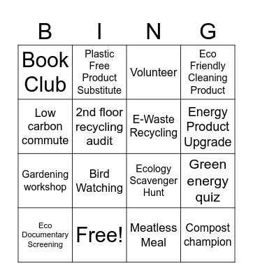 Earth Day BIN (GO) Bingo Card
