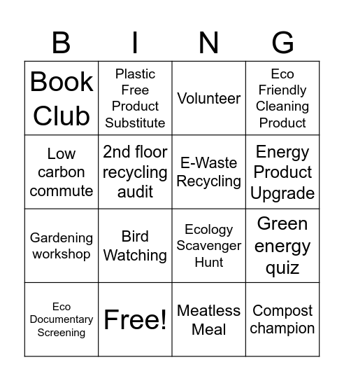Earth Day BIN (GO) Bingo Card