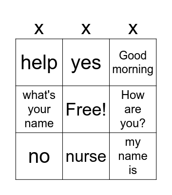 Aphasia Bingo Card